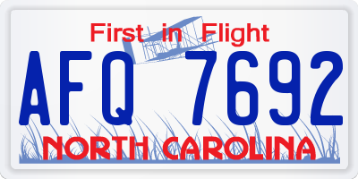NC license plate AFQ7692