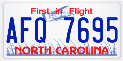 NC license plate AFQ7695
