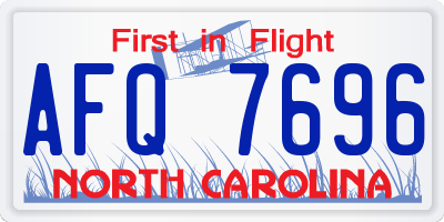 NC license plate AFQ7696