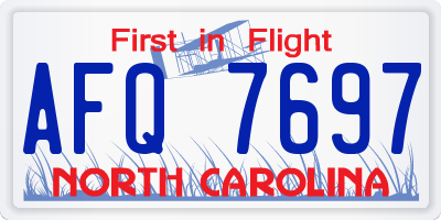 NC license plate AFQ7697