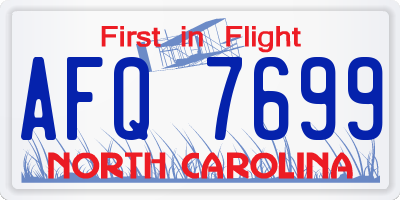 NC license plate AFQ7699