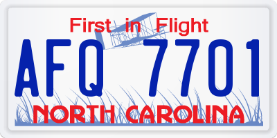 NC license plate AFQ7701