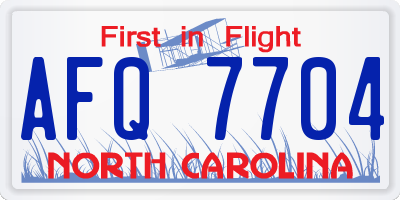 NC license plate AFQ7704