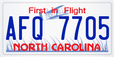 NC license plate AFQ7705