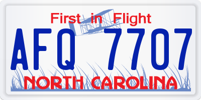 NC license plate AFQ7707