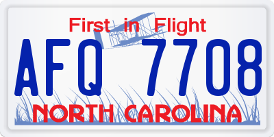 NC license plate AFQ7708