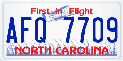 NC license plate AFQ7709