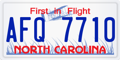 NC license plate AFQ7710
