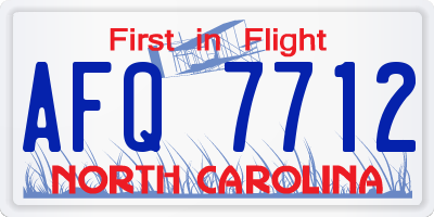 NC license plate AFQ7712
