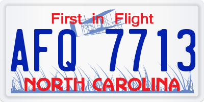 NC license plate AFQ7713