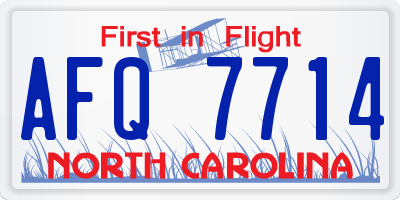 NC license plate AFQ7714