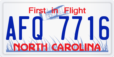 NC license plate AFQ7716