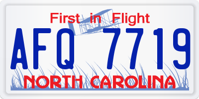 NC license plate AFQ7719