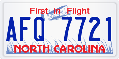 NC license plate AFQ7721