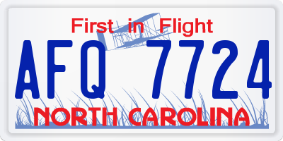 NC license plate AFQ7724