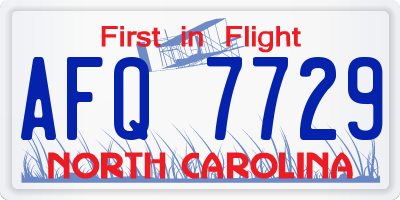 NC license plate AFQ7729