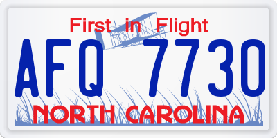 NC license plate AFQ7730