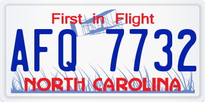 NC license plate AFQ7732