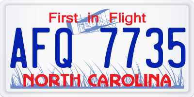 NC license plate AFQ7735
