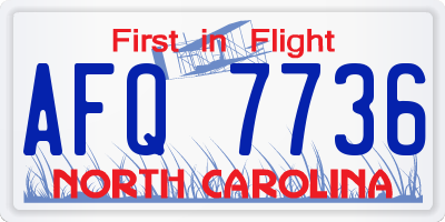 NC license plate AFQ7736