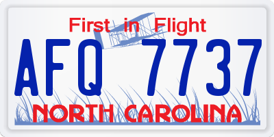 NC license plate AFQ7737