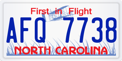 NC license plate AFQ7738