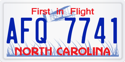 NC license plate AFQ7741