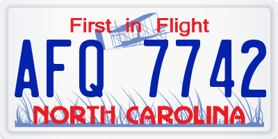 NC license plate AFQ7742