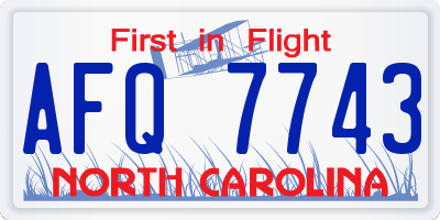 NC license plate AFQ7743