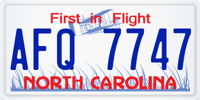 NC license plate AFQ7747