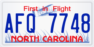 NC license plate AFQ7748