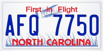 NC license plate AFQ7750
