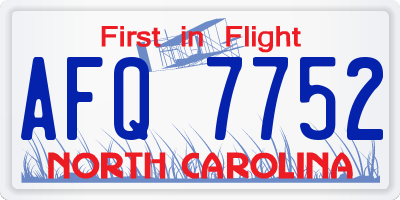 NC license plate AFQ7752
