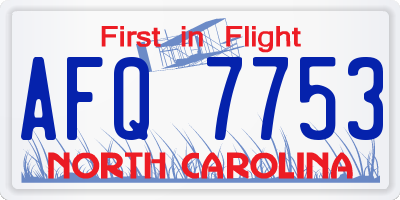 NC license plate AFQ7753