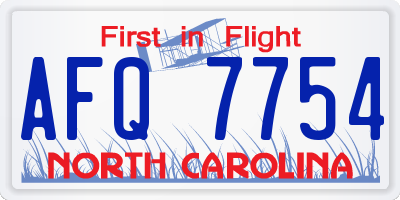 NC license plate AFQ7754