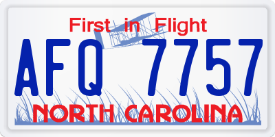NC license plate AFQ7757