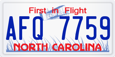 NC license plate AFQ7759