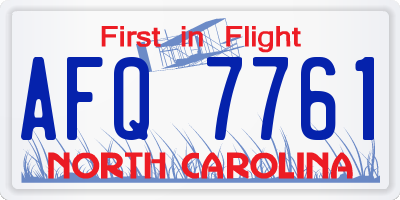 NC license plate AFQ7761