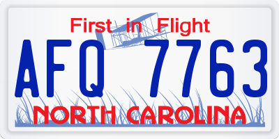 NC license plate AFQ7763