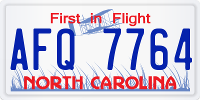 NC license plate AFQ7764