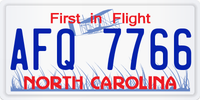 NC license plate AFQ7766