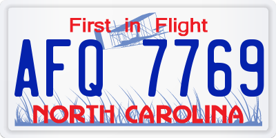 NC license plate AFQ7769