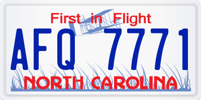NC license plate AFQ7771