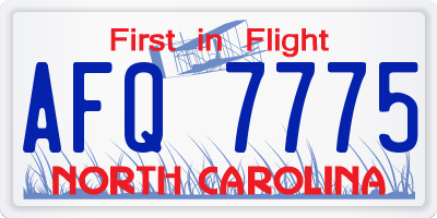 NC license plate AFQ7775