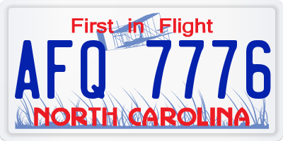NC license plate AFQ7776