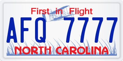 NC license plate AFQ7777