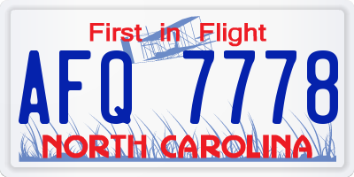 NC license plate AFQ7778