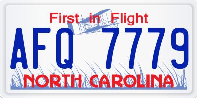 NC license plate AFQ7779
