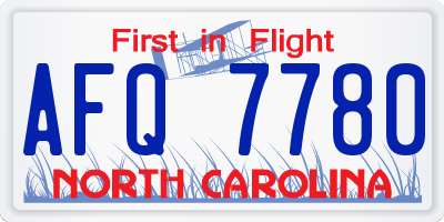NC license plate AFQ7780