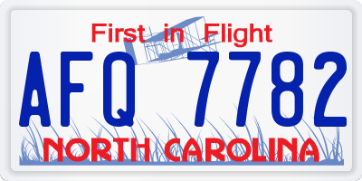 NC license plate AFQ7782